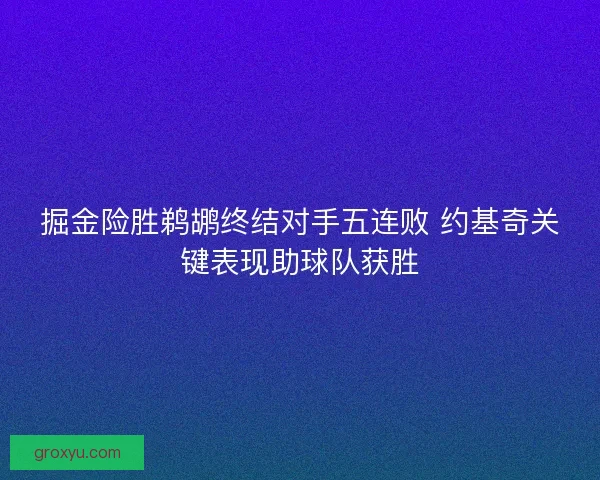 掘金险胜鹈鹕终结对手五连败 约基奇关键表现助球队获胜